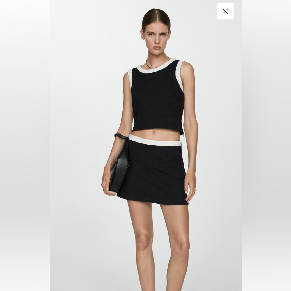 Mango Black and White Sleeveless Top and Skirt Set